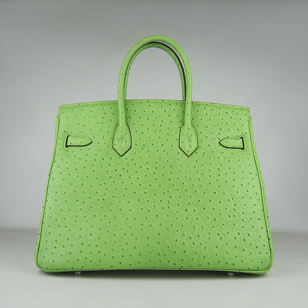 High Quality Fake Hermes Birkin 35CM Ostrich Veins Handbag Green 6089